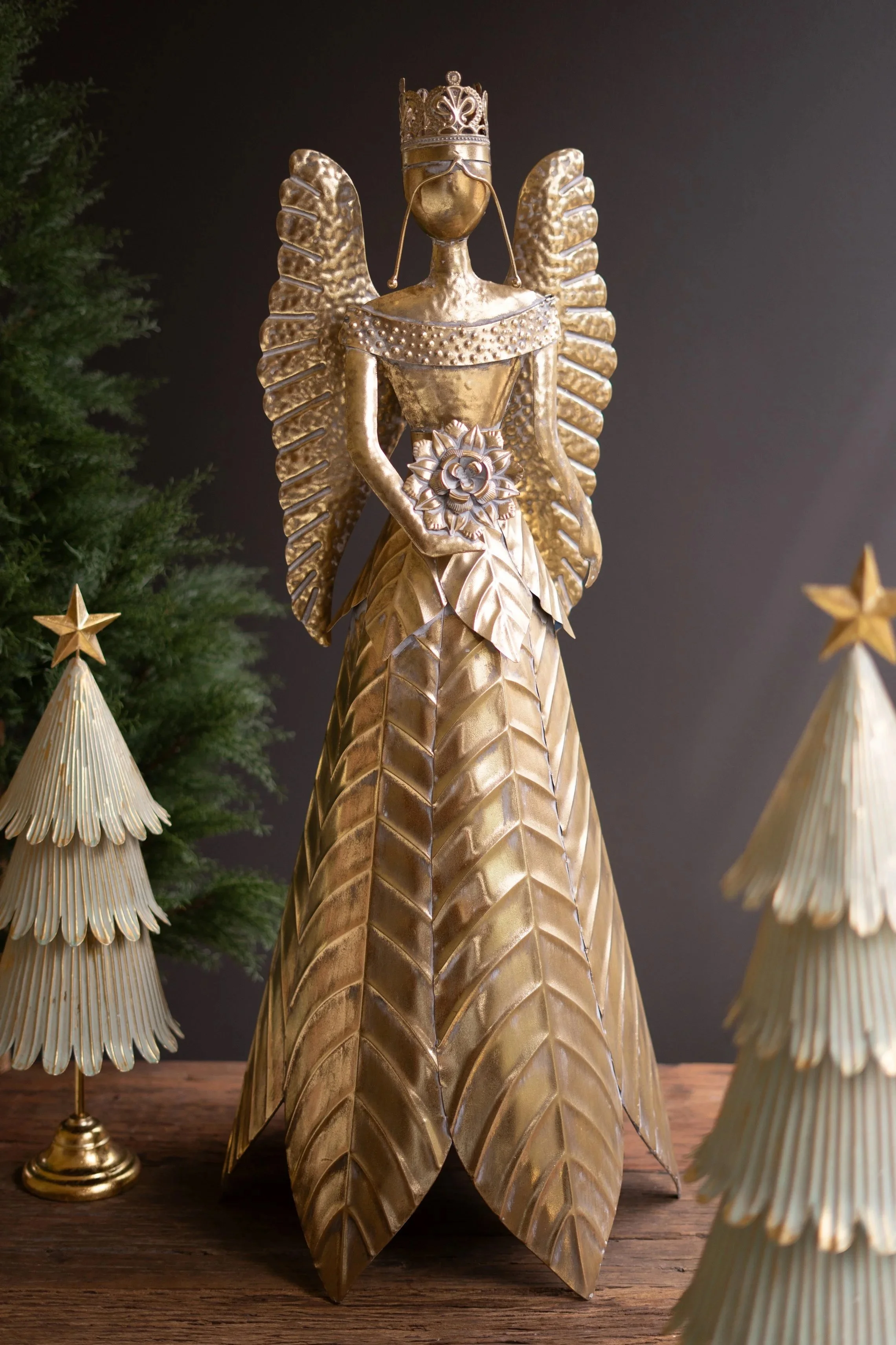 Large Antique Gold Table Top Angel