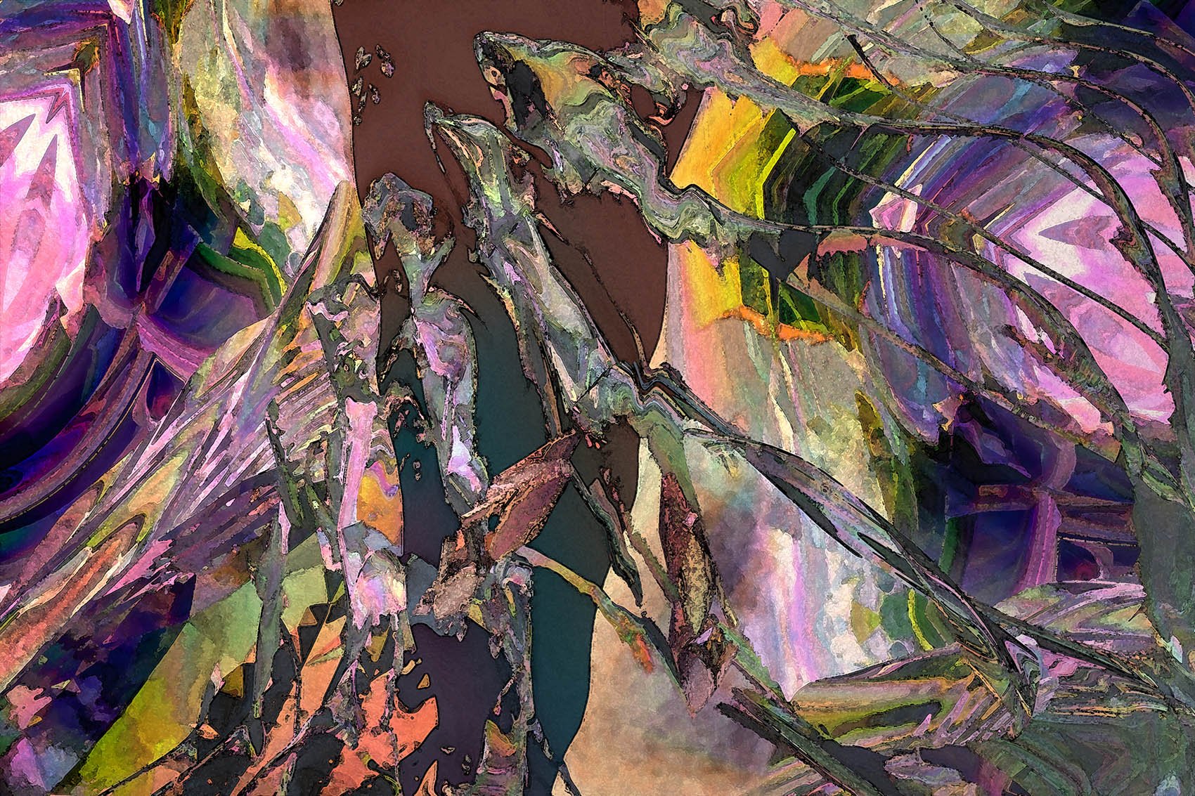 'Fish and Flowers" by Bob Eige, a digital painting appearing to be a water color painting.