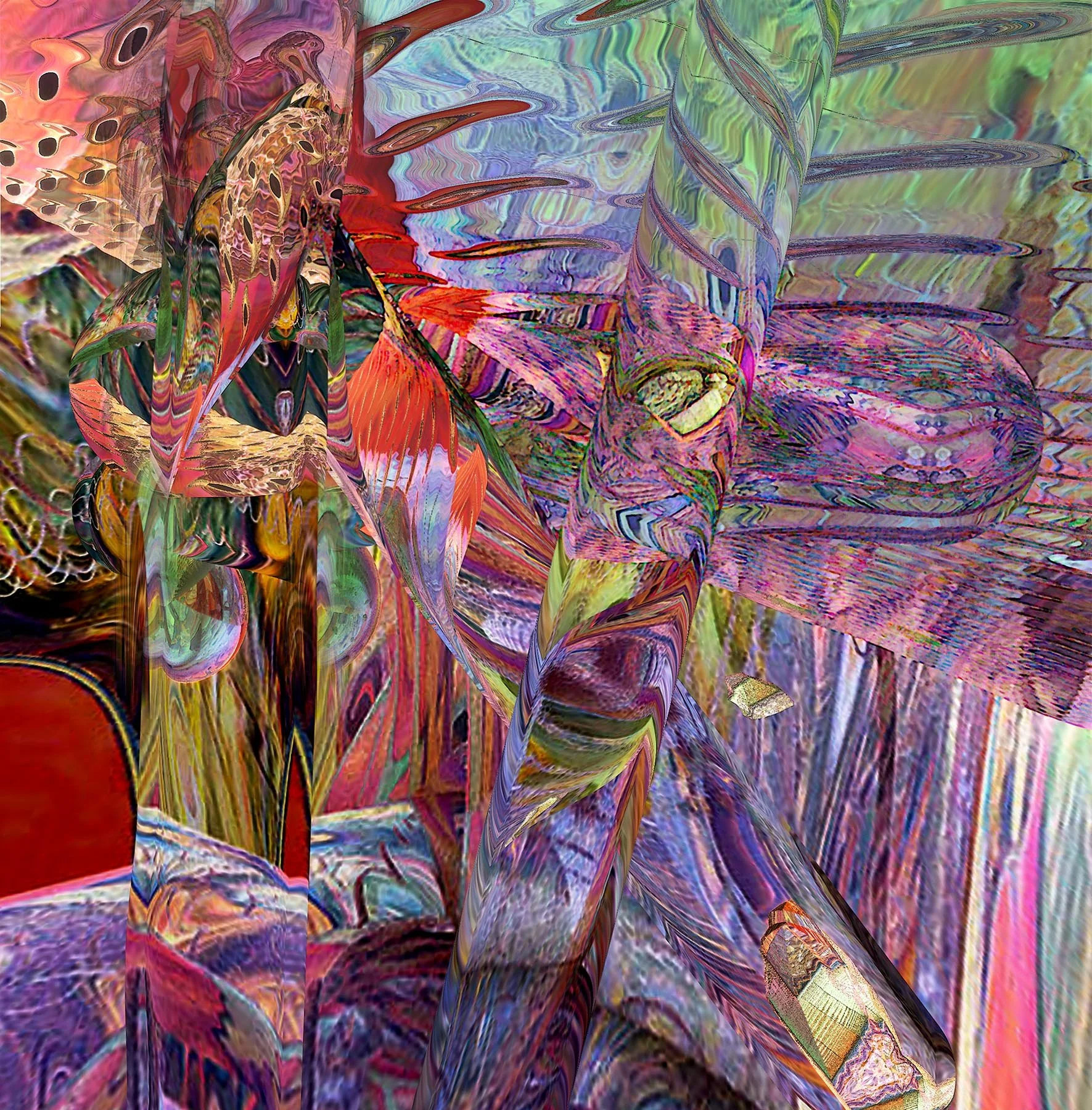 'Tropical life-force'

Bold and colorful surrealistic exploration of tropical life.  The image includes rich reds, greens, blues and purples.