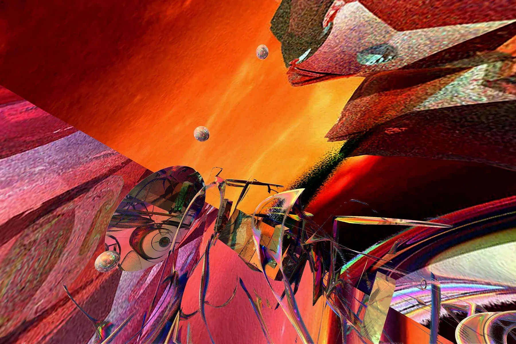 'Outside the Goldilocks Zone'

Complex structures rise from the surface of an exoplanet too warm to sustain Earth-like life forms, hinting at the presence of an advanced civilizations whose true purpose can only be guessed. This piece was created usi