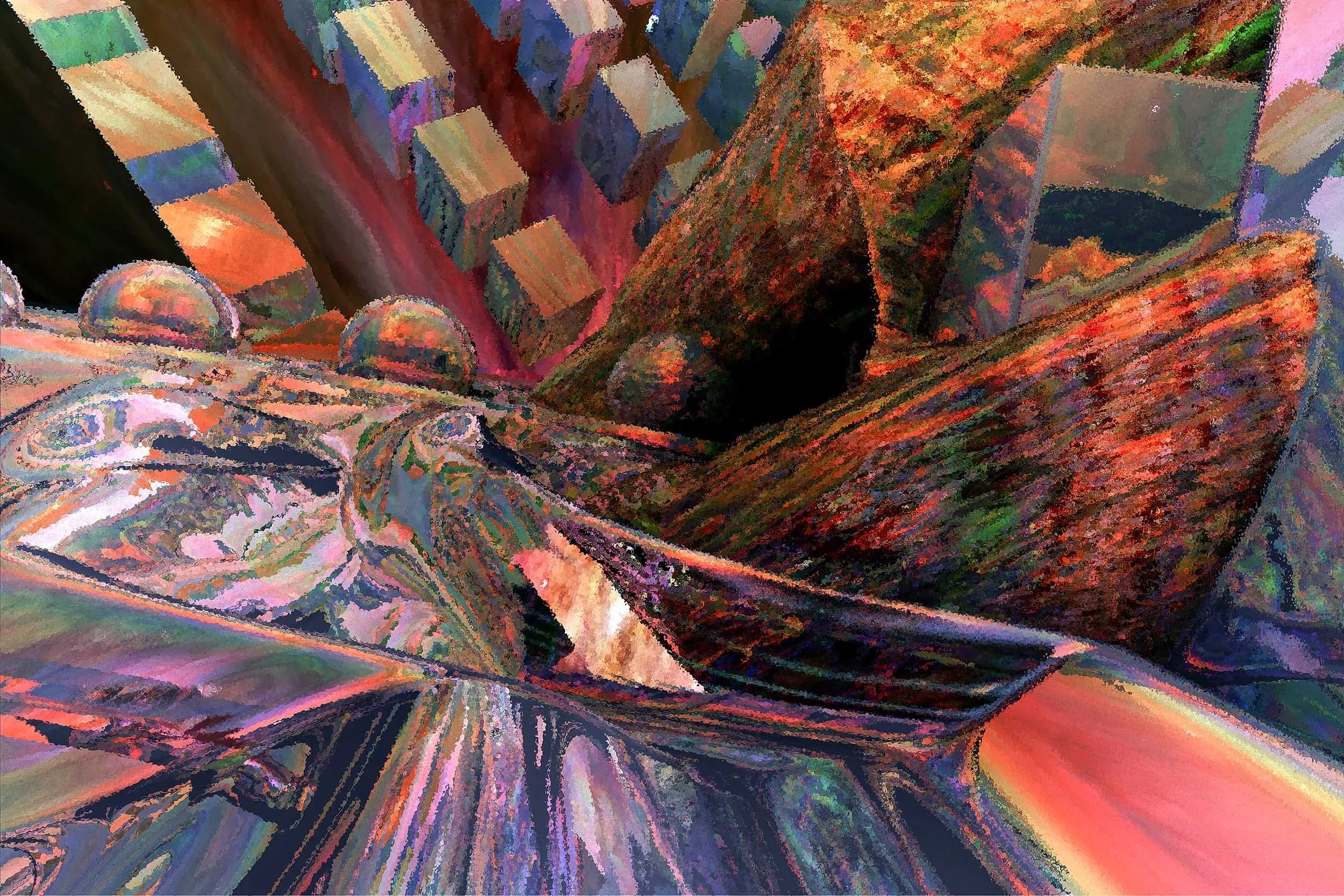  
   
     
       
       Arriving Packages. | Texture Match: Medium-Frequency Axial Symmetries. 
      
       
       Aesthetic Track: Abstract Expressionism. Medium/Substrate: Digital Fine Art Archive on Aluminum. A high-velocity, deep-perspectiv