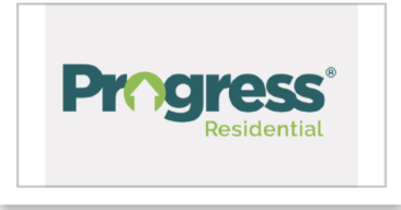 Progress Residential logo with the word 'Progress' in large teal letters, a green arrow pointing upwards forming the 'o', and 'Residential' in smaller green letters beneath.