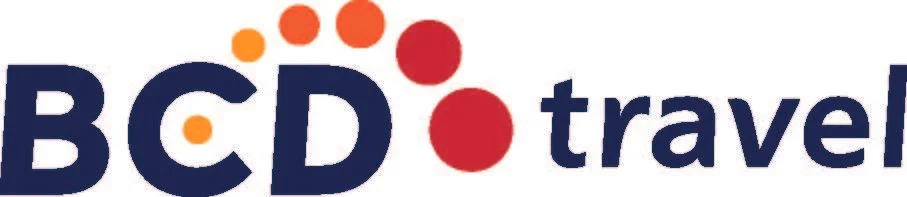 BCD Travel logo with stylized dots above the text.