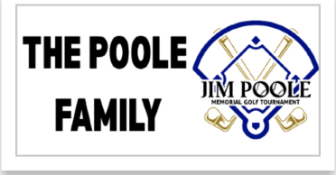Logo for the Jim Poole Memorial Golf Tournament featuring golf clubs and a golf ball with the text 'The Poole Family'.