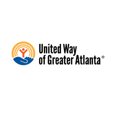 United Way of Greater Atlanta logo featuring a person with arms raised inside a circular design with orange and blue colors.