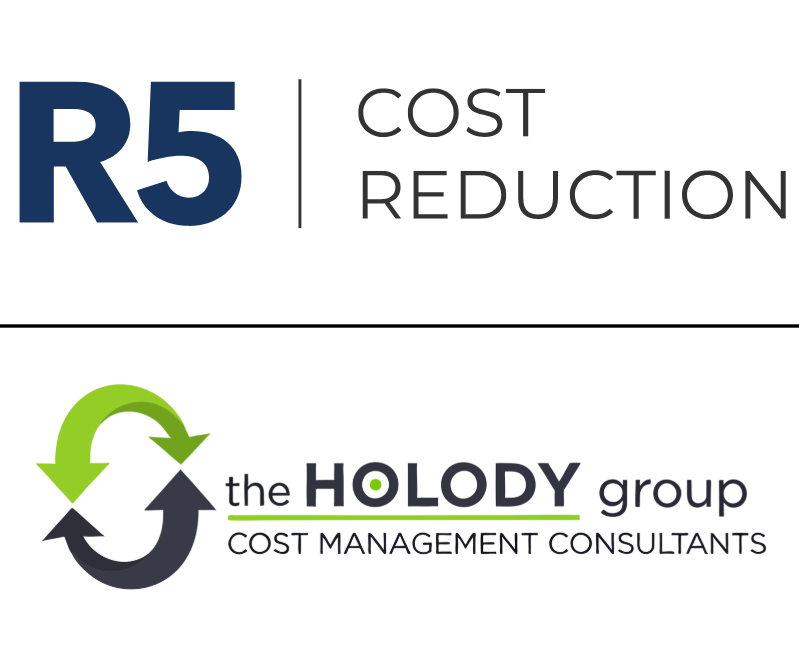 Logo for R5 Cost Reduction above logo for The Holody Group Cost Management Consultants