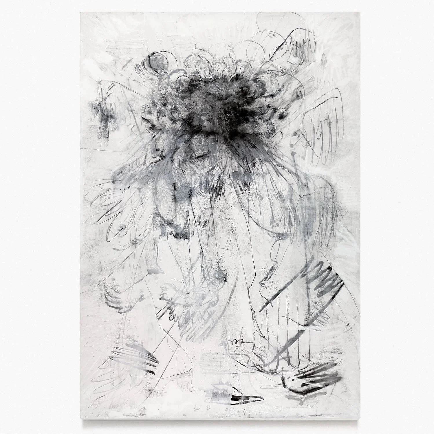 Da Dança II, 2023. Carvão, tinta a óleo e massa acrílica sobre tela, 160 × 110 cm

