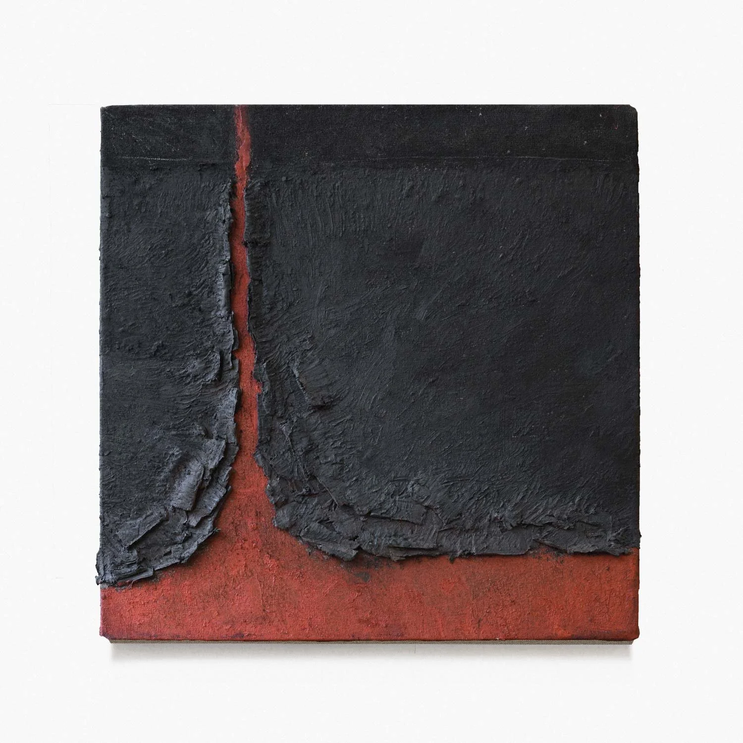 Gabriel Duran - Veio II - Pintura tinta a óleo, cera de abelha e de carnaúba, óxido de ferro. Veio de óxido de ferro nas pinturas rupestres.  40 x 40 cm