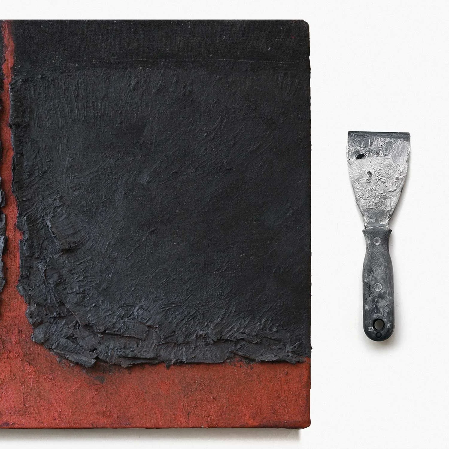 Gabriel Duran - Veio II - Pintura tinta a óleo, cera de abelha e de carnaúba, óxido de ferro. Veio de óxido de ferro nas pinturas rupestres.  40 x 40 cm