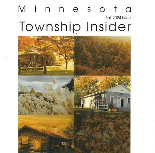 Cover of the Minnesota Township Insider magazine with Autumn landscape photos, including trees, a church, and a field of wheat.