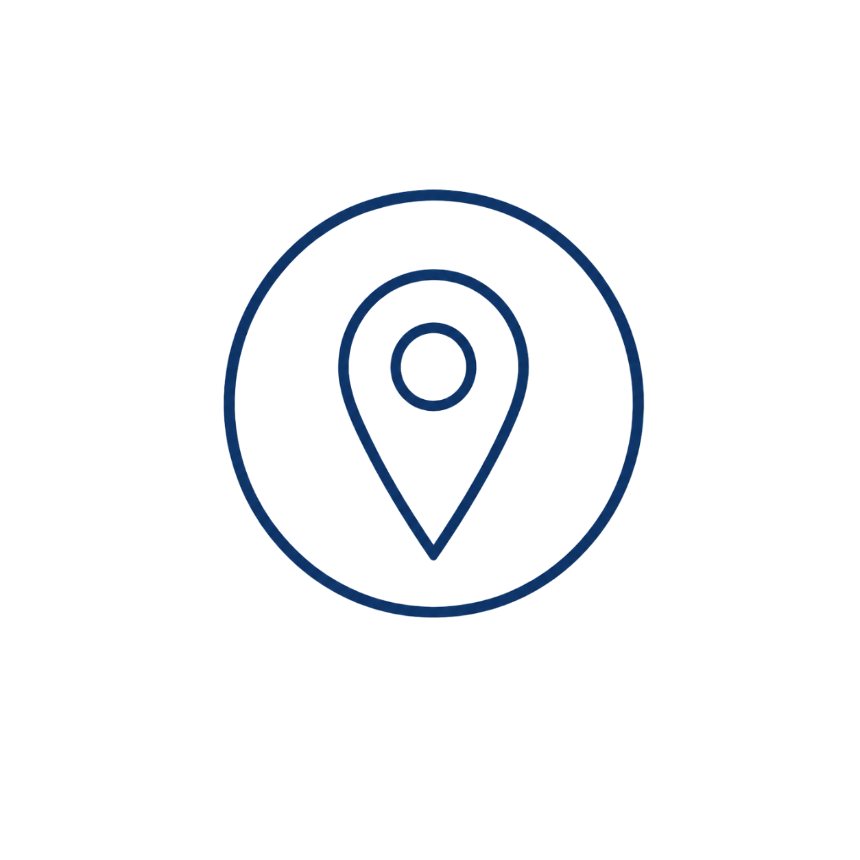 A blue icon of a location pin inside a circle, representing a map or GPS location.