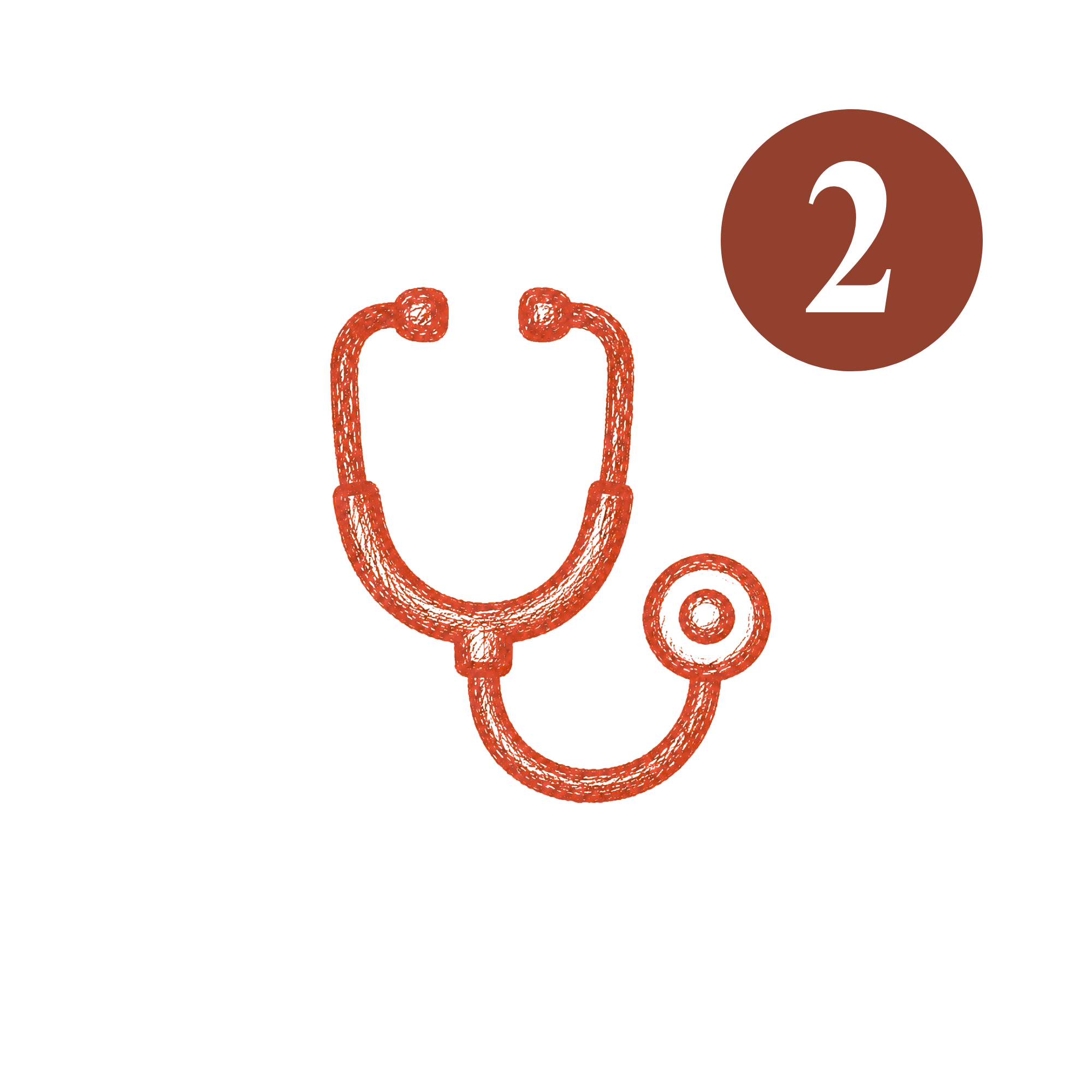 Drawing of the human digestive system showing the stomach, small intestine, large intestine, and rectum, with a large brown circle containing the number 2.