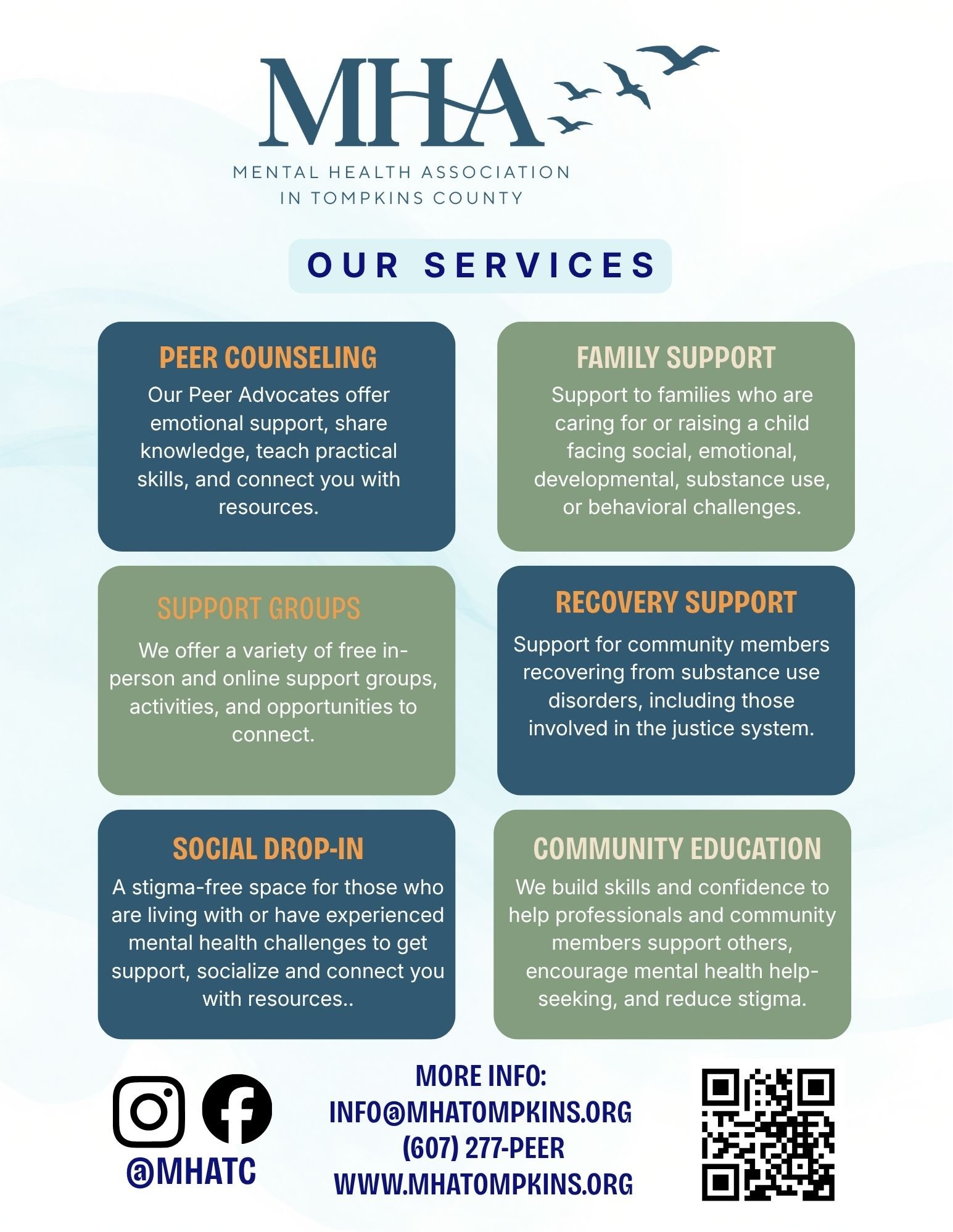 A flyer for the Mental Health Association in Tompkins County.