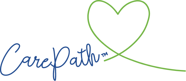 CarePathway logo with a green heart outline and the words "CarePathway" in blue script.