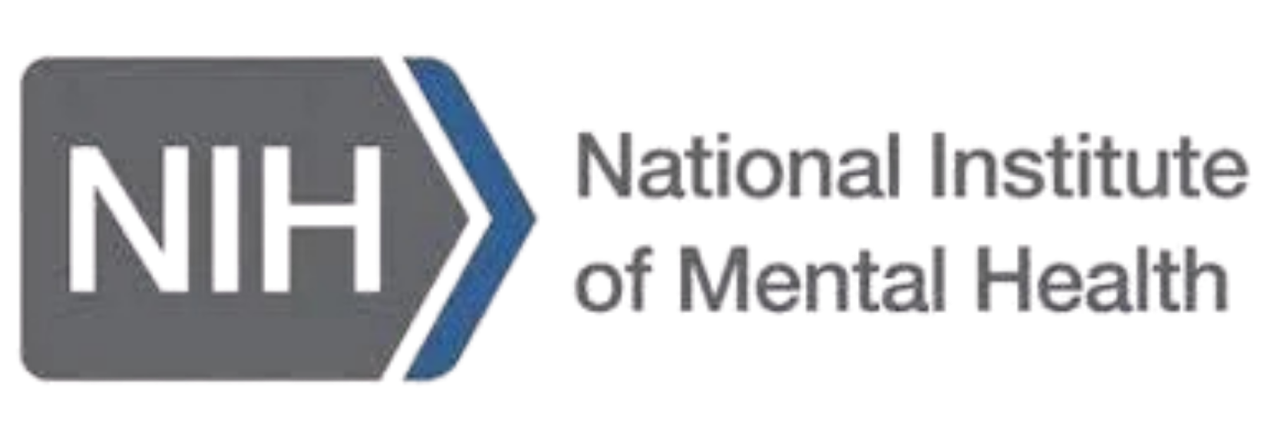Logo of the National Institute of Mental Health with gray and blue text and symbols.