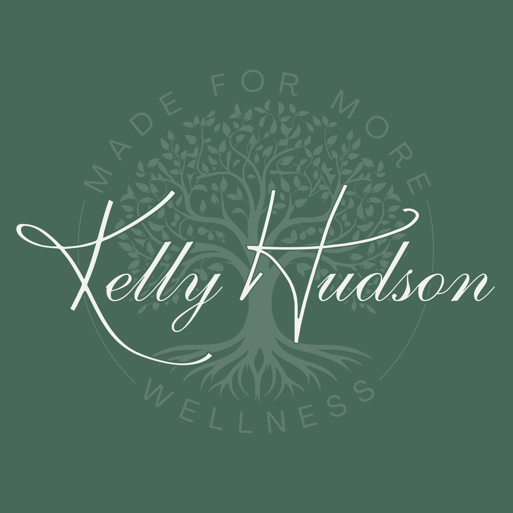 Design featuring a tree with intricate branches and leaves, surrounded by text that says 'Made for More' and 'Yelchi Vudson' amid a circular arrangement.