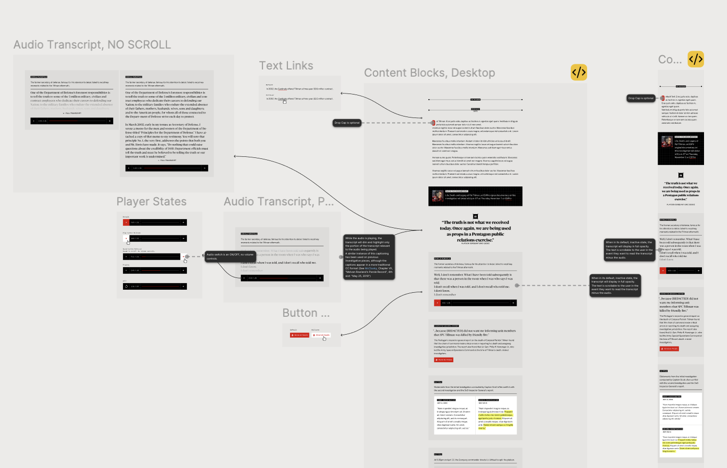 A look at one of our many Figma files for storyboarding, components, etc.