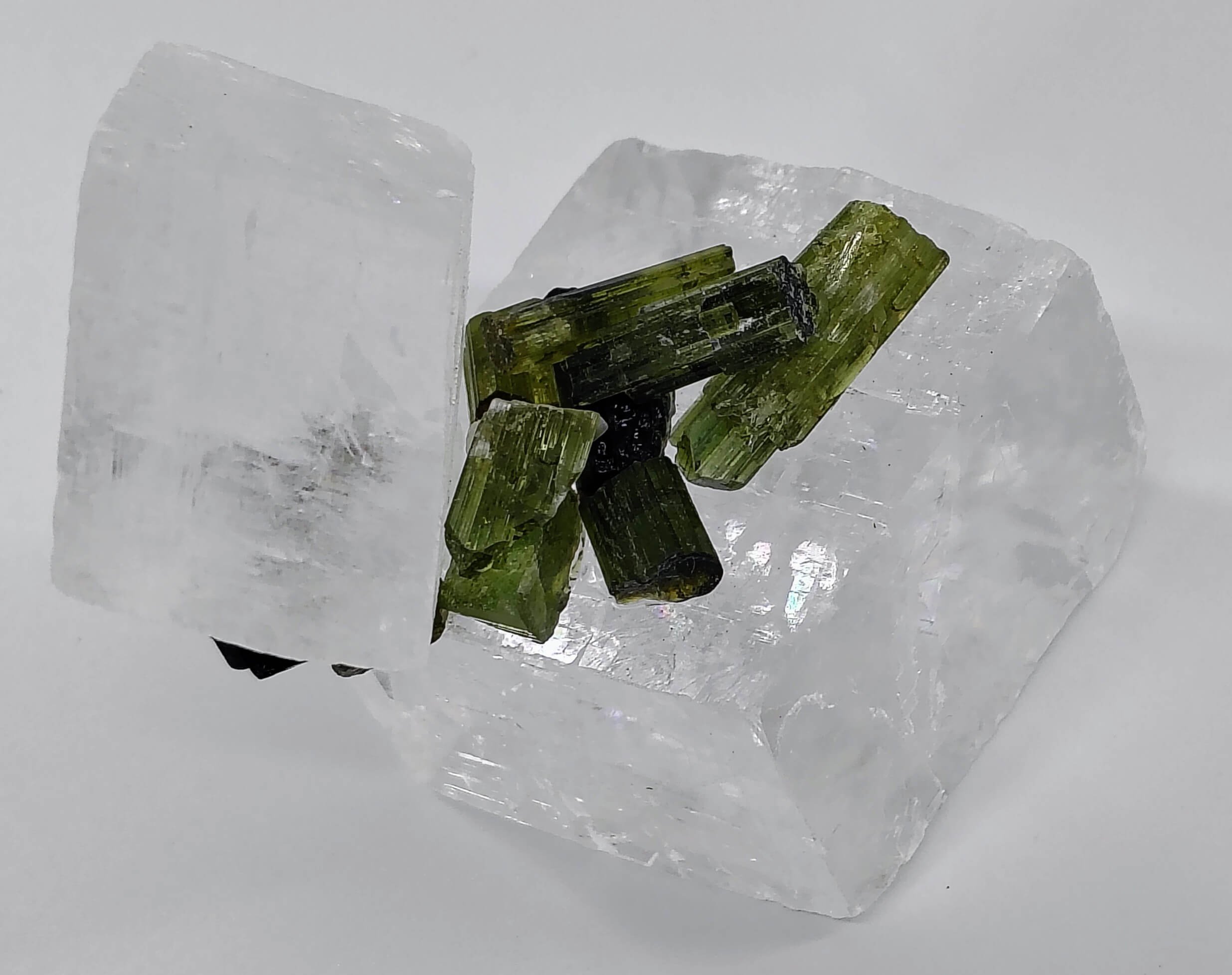 Green Tourmaline,Clear Calcite #77 3.jpg