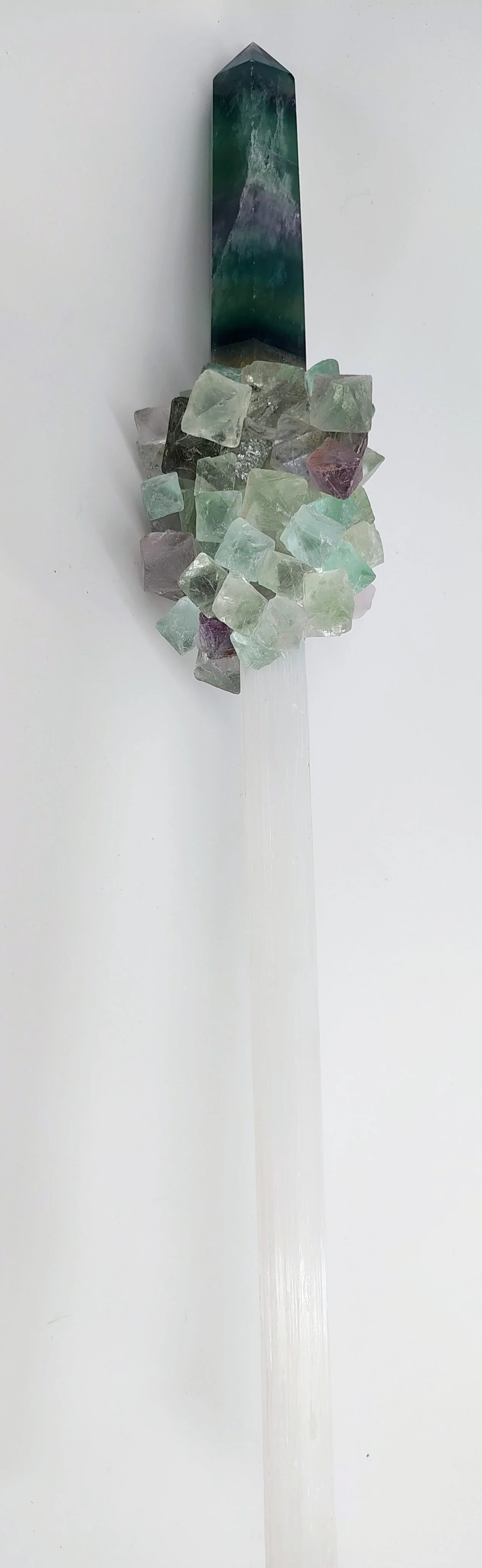 Selenite wand,rainbow flourite point and pieces 3 (1).jpg