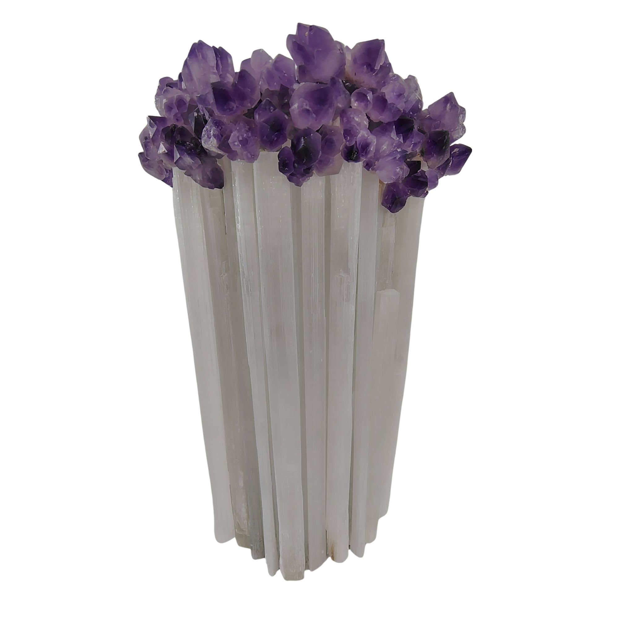Skeletal/Elestial Amethyst Selenite Vase