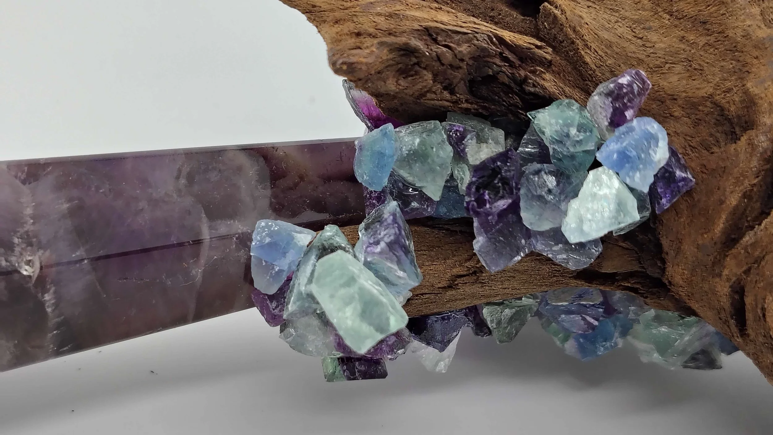 Chevron amethyst,rainbow flourite on riverwood (#16) 3.jpg