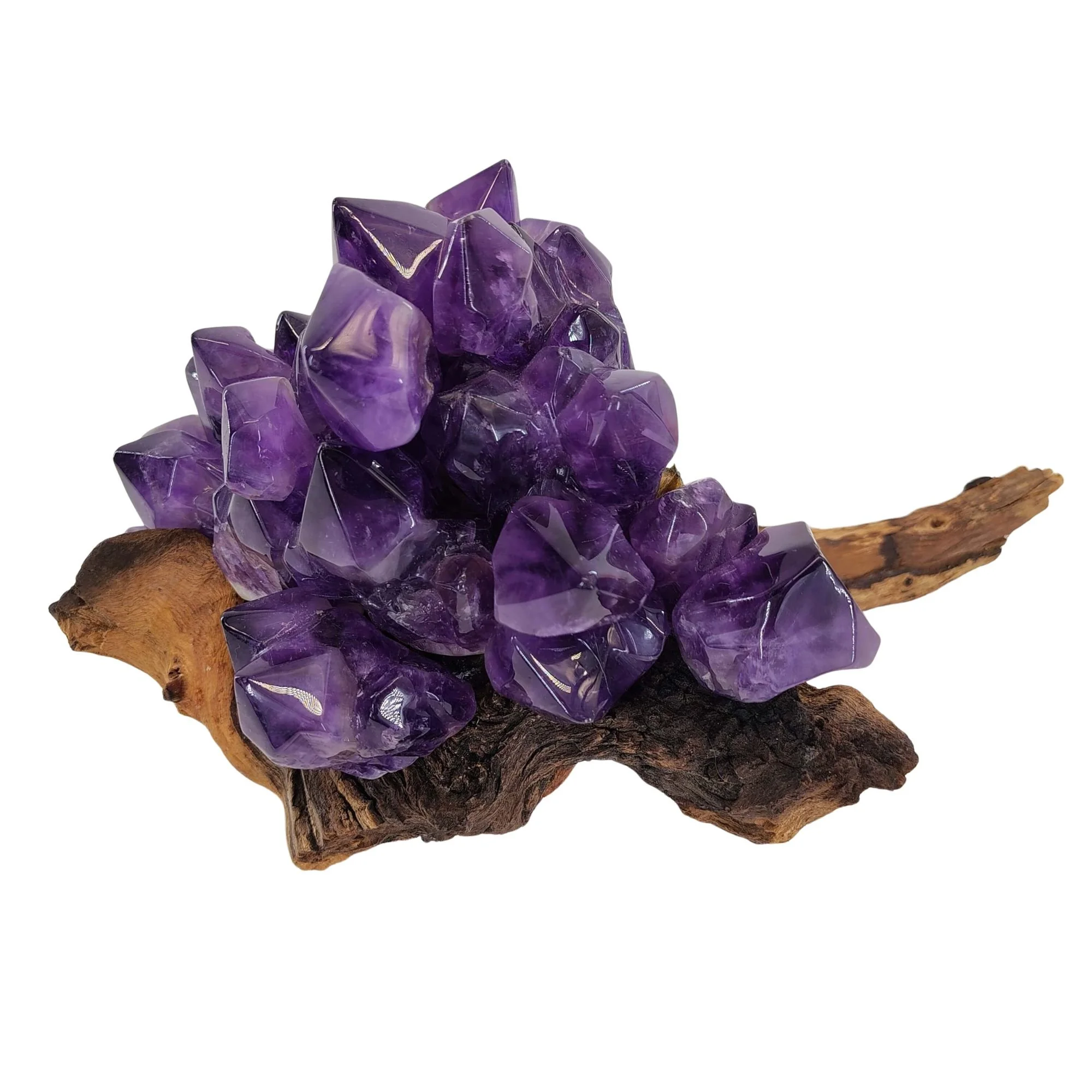Amethyst on Mopani Wood