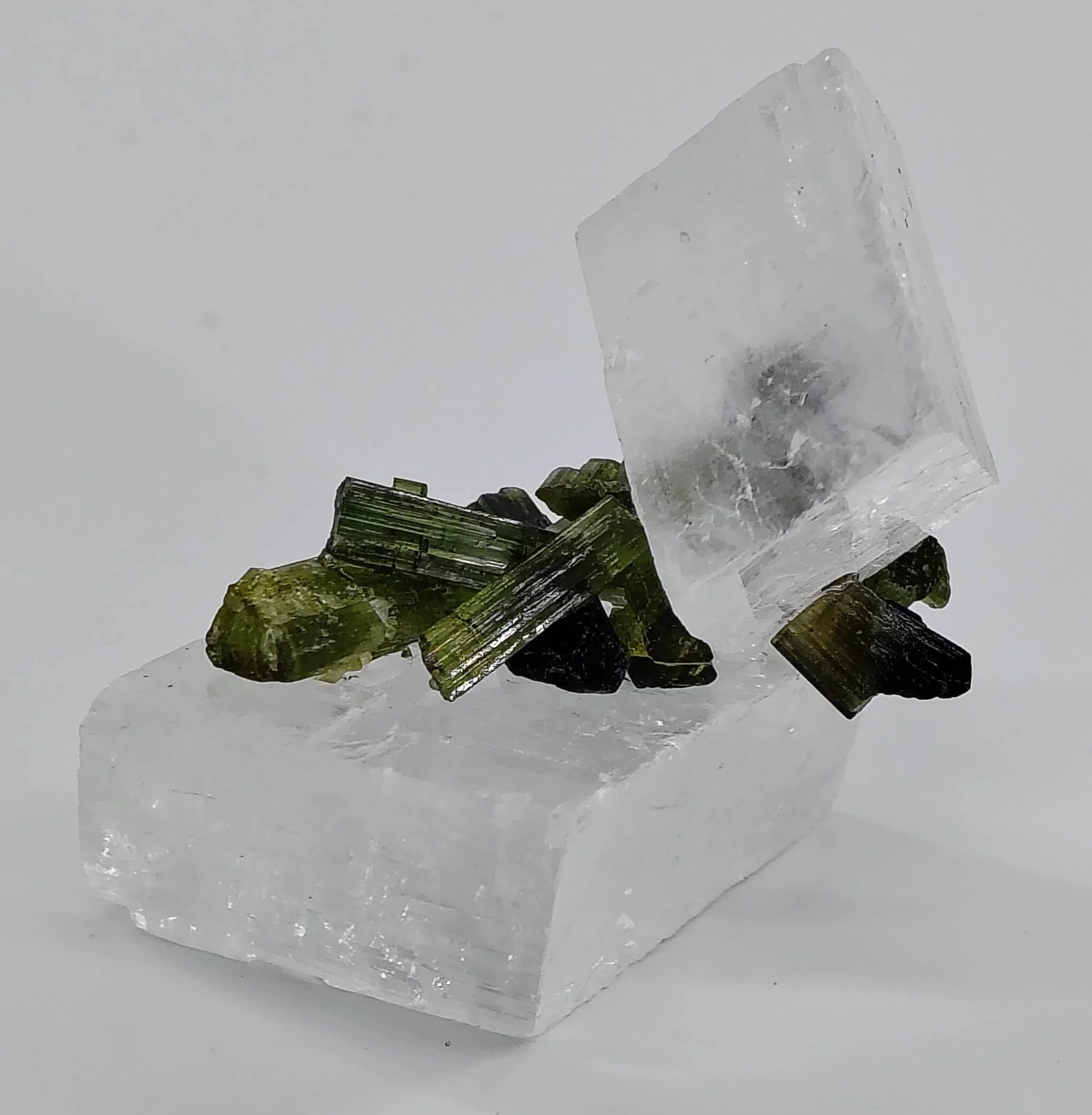 Green Tourmaline, Clear Calcite #77 2.jpg