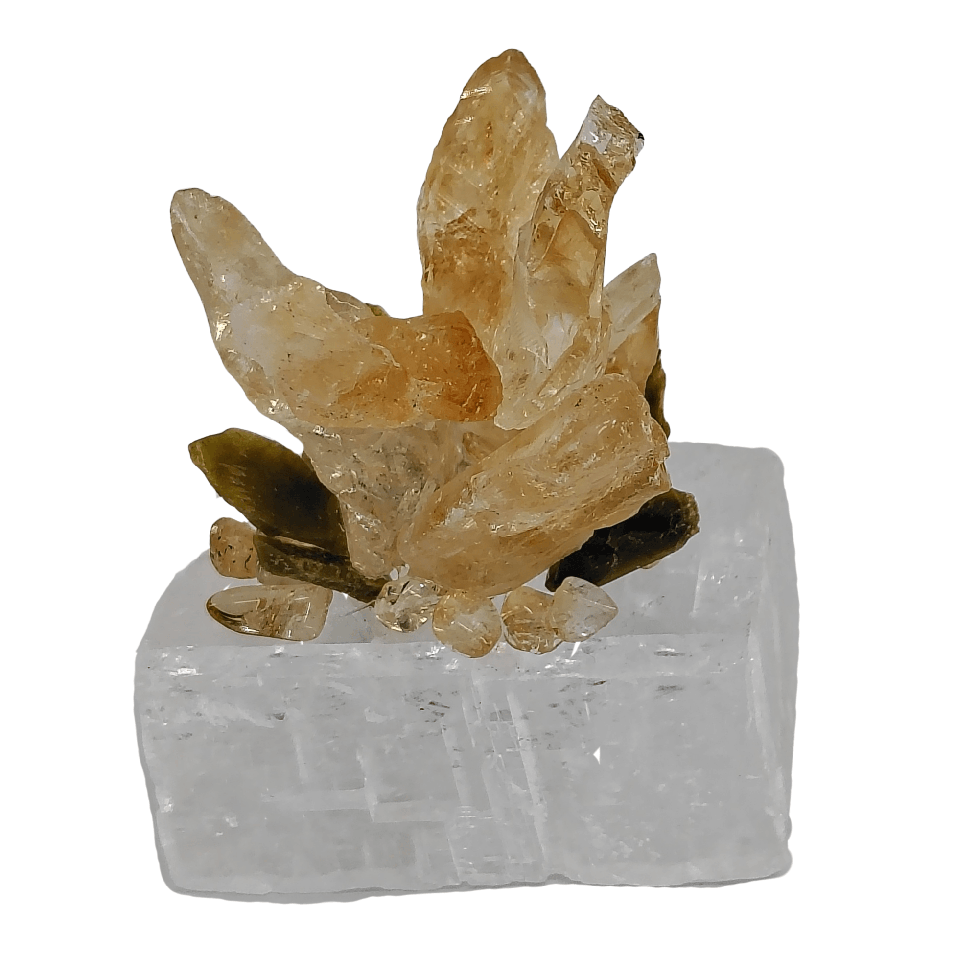 Clear Calcite and Flowered Citrine Paperweight