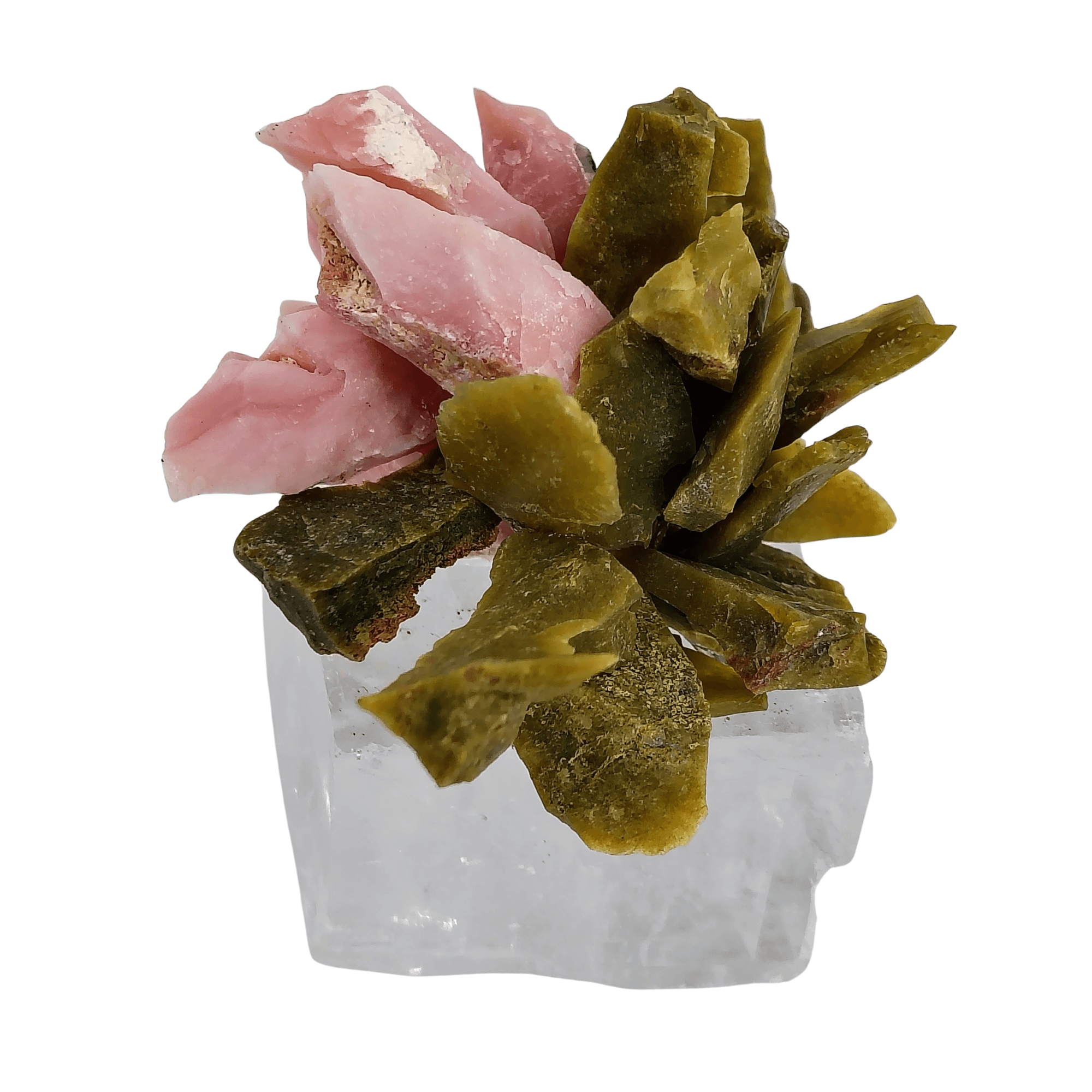 Clear Calcite, Pink and Green Opal Paperweight