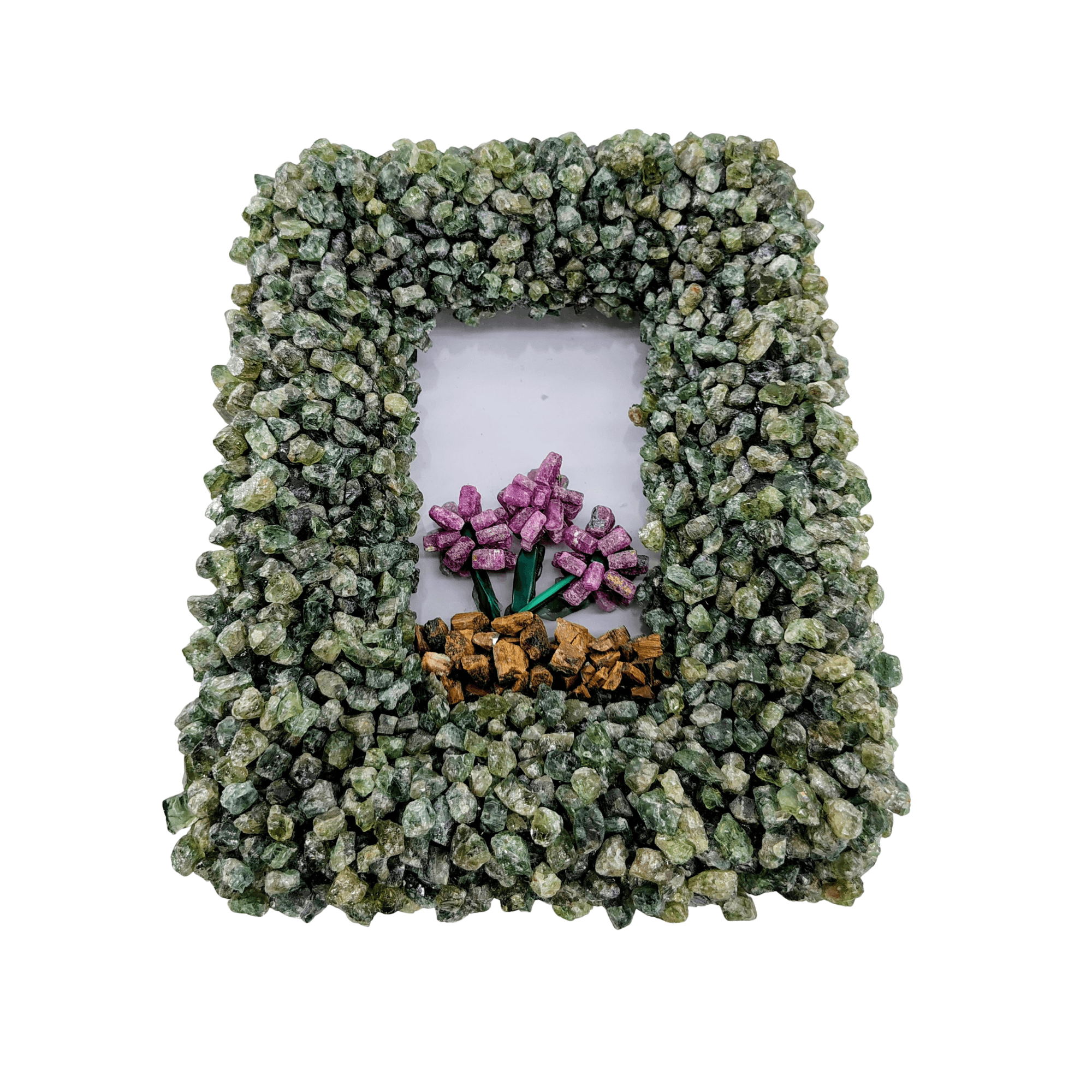Flower Mosaic of Apatite, Ruby, Malachite, Tiger Eye
