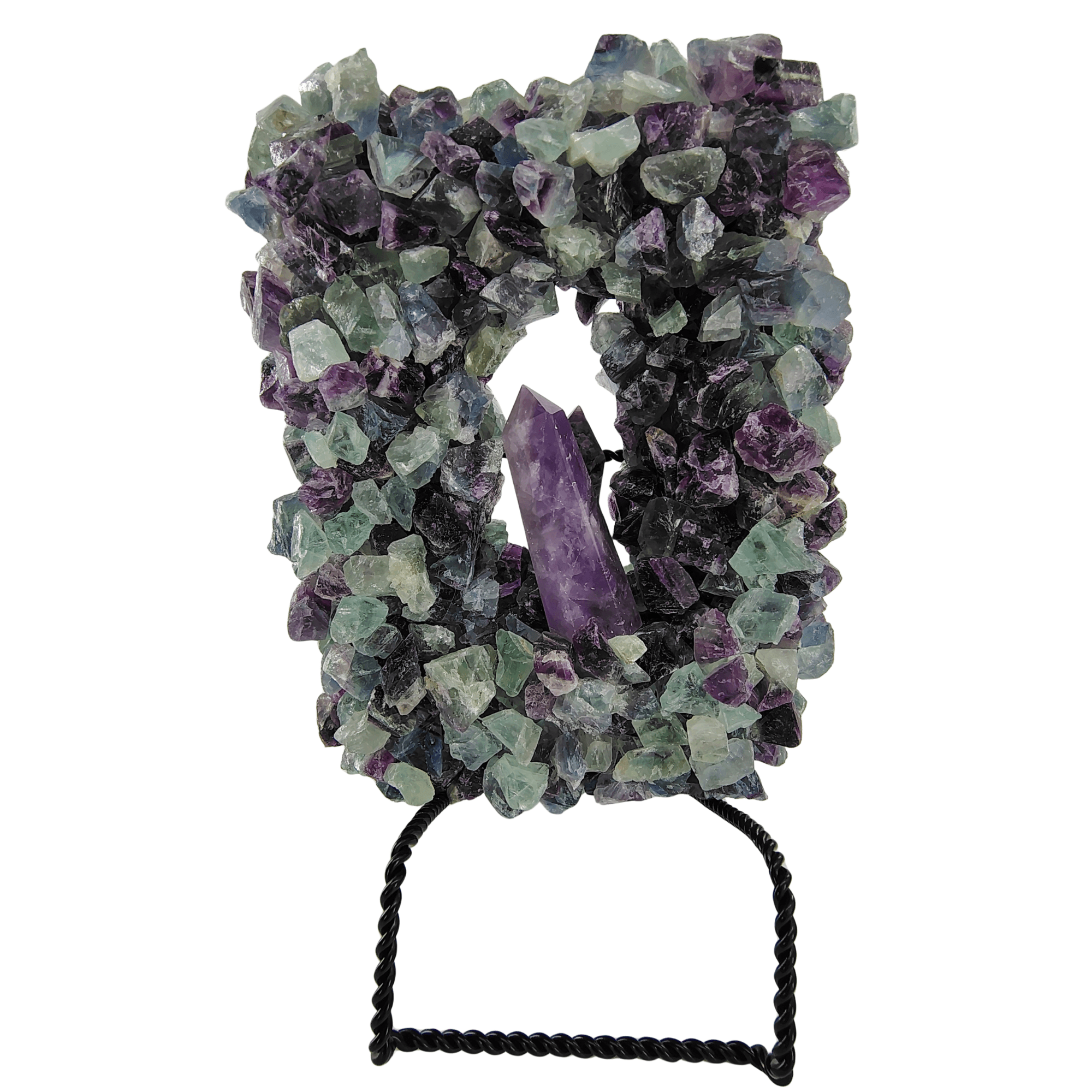 Framed Amethyst with Rainbow Fluorite
