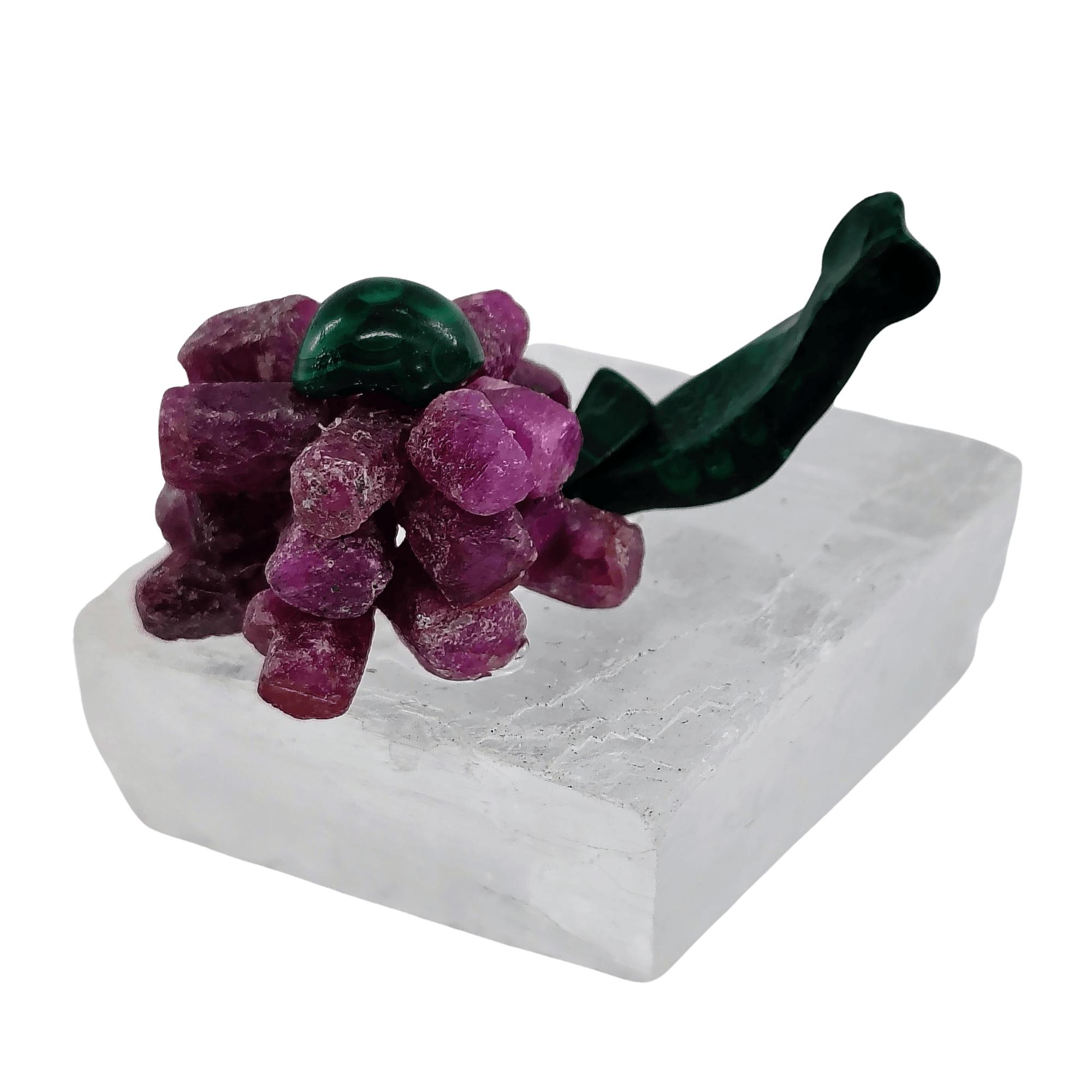 Clear Calcite, Ruby, Malachite Paperweight
