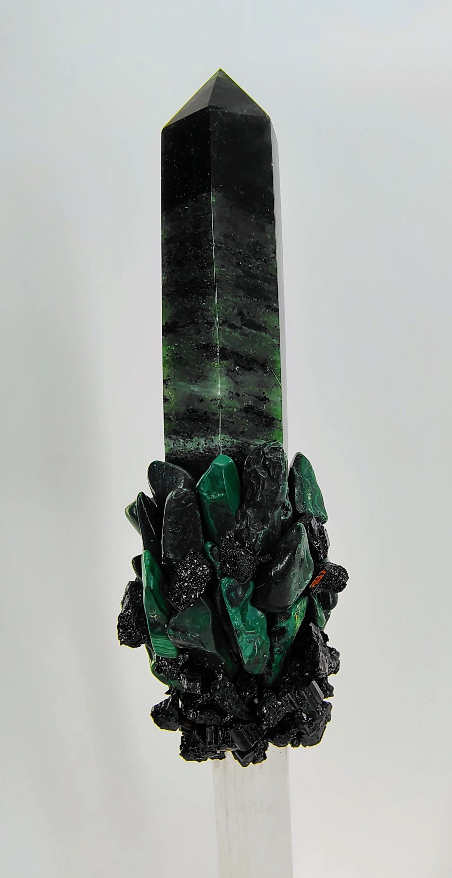 Selenite wand,ziosite,malachite,black tourmaline 2.jpg