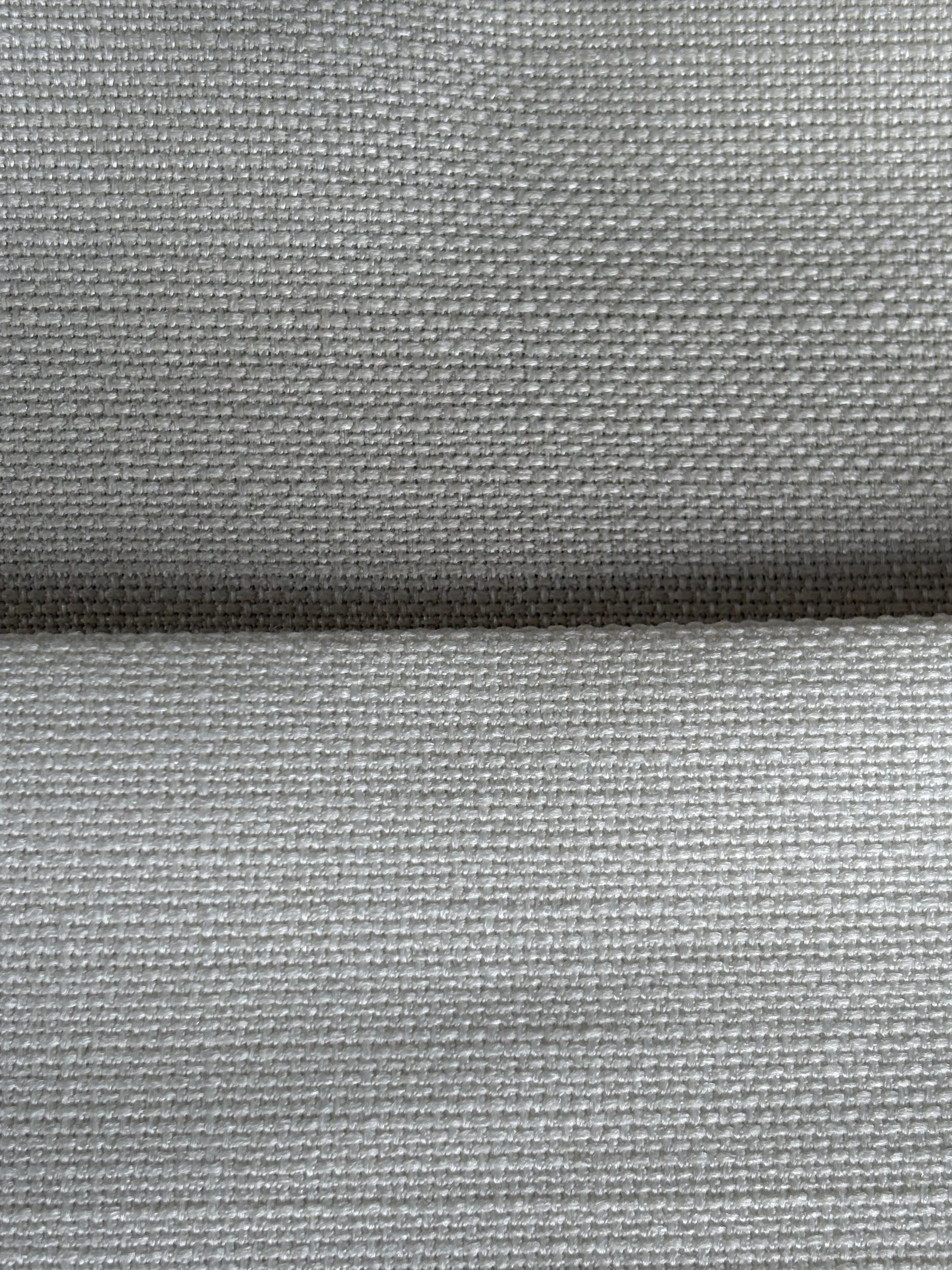 Luxury linen curtain fabric sample in warm neutral beige tones