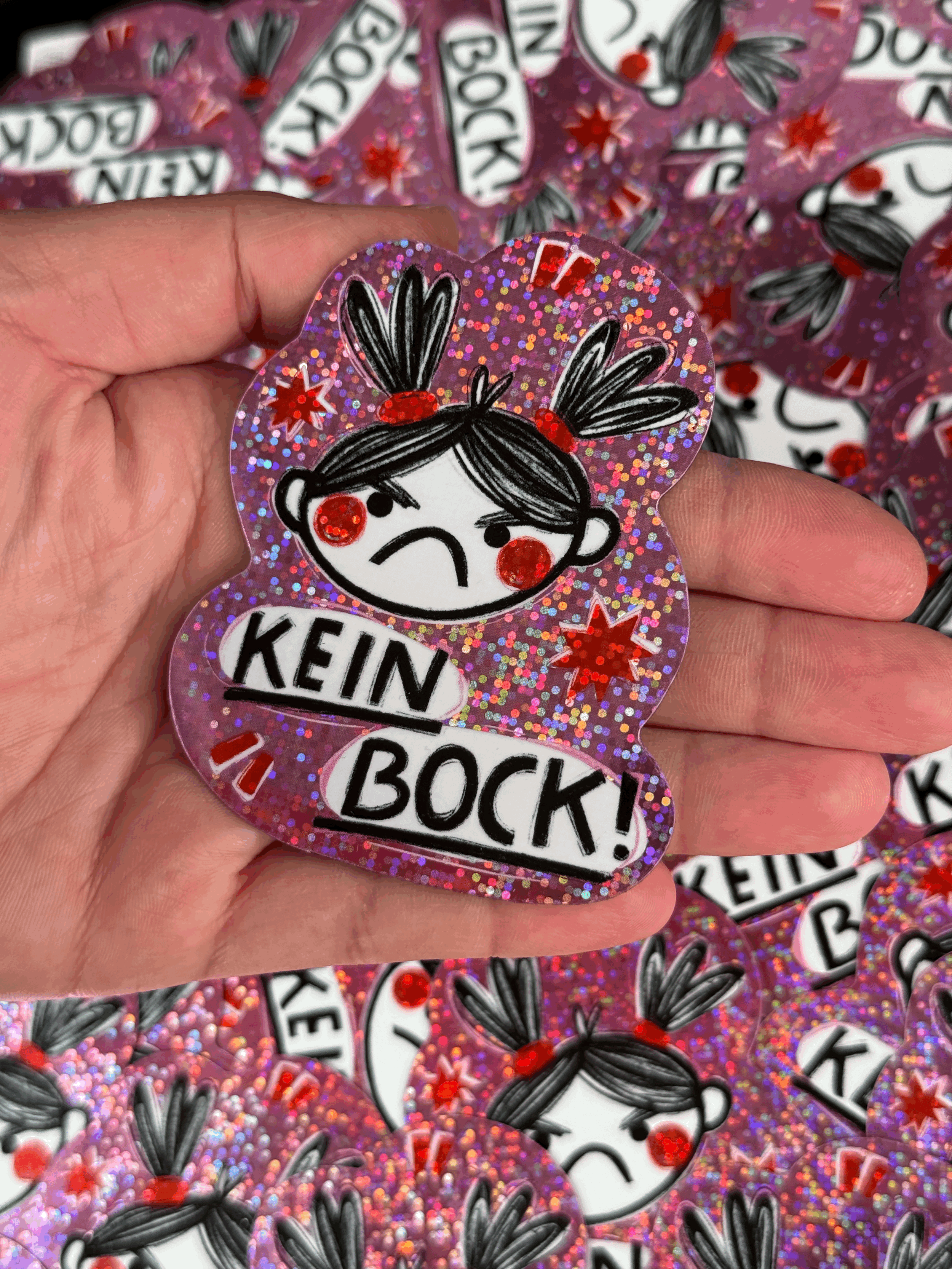 Kein Bock Glitter Magnet