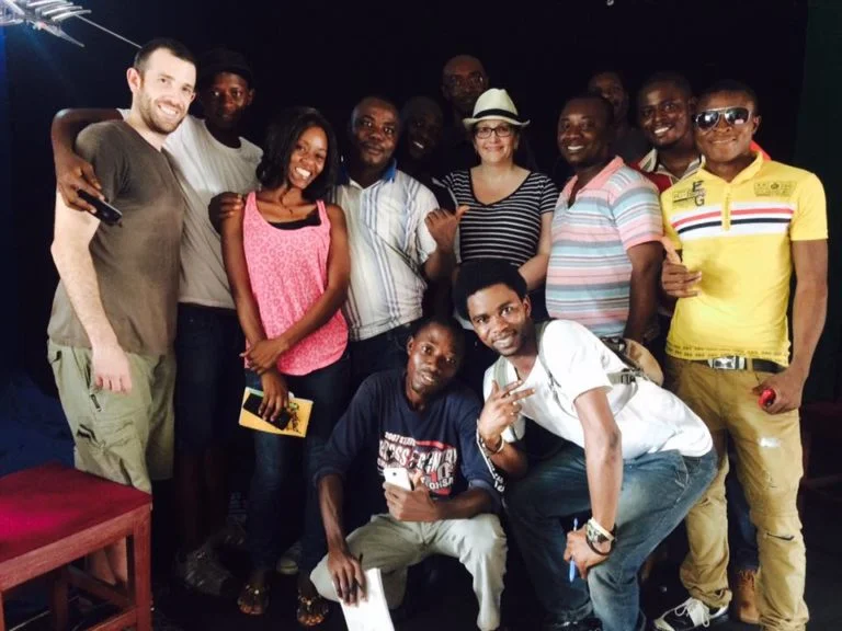 Our 2016 Fellows pose with filmmaker mentors Emma Christopher and Sergio Levya at the edit and story workshop.