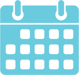 A light blue paper calendar with black days and two binder rings at the top.