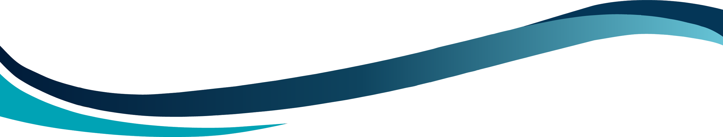 A graphic with curved blue and teal lines on a white background.