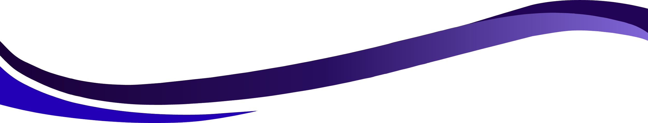 A digital graphic with flowing wavy lines in shades of black, purple, and blue on a white background.