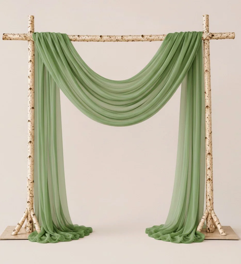 Natural Birchwood Square Arch (With Drapes)