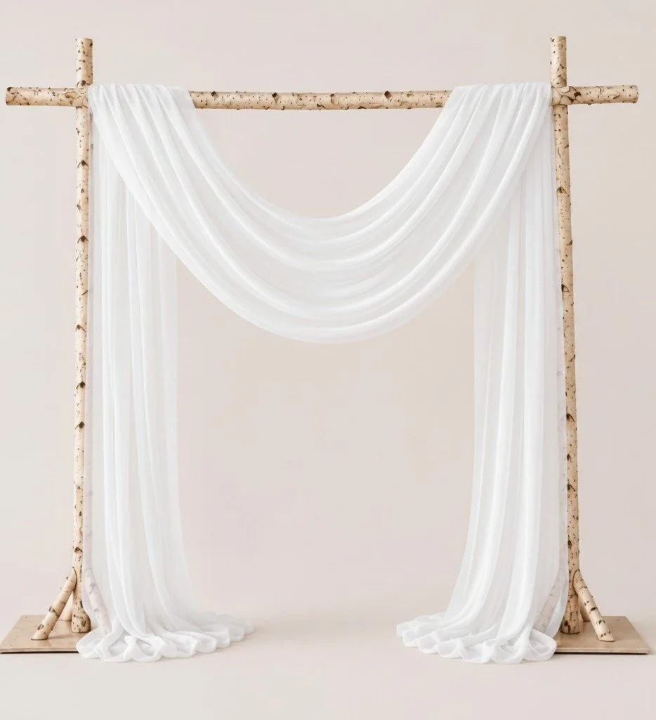 Natural Birchwood Square Arch (With Drapes)
