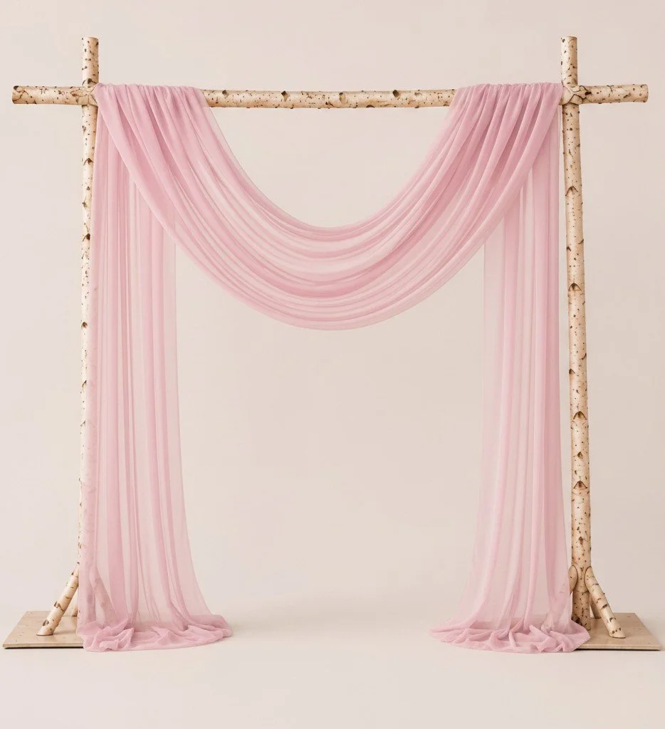 Natural Birchwood Square Arch (With Drapes)
