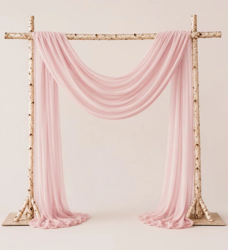Natural Birchwood Square Arch (With Drapes)