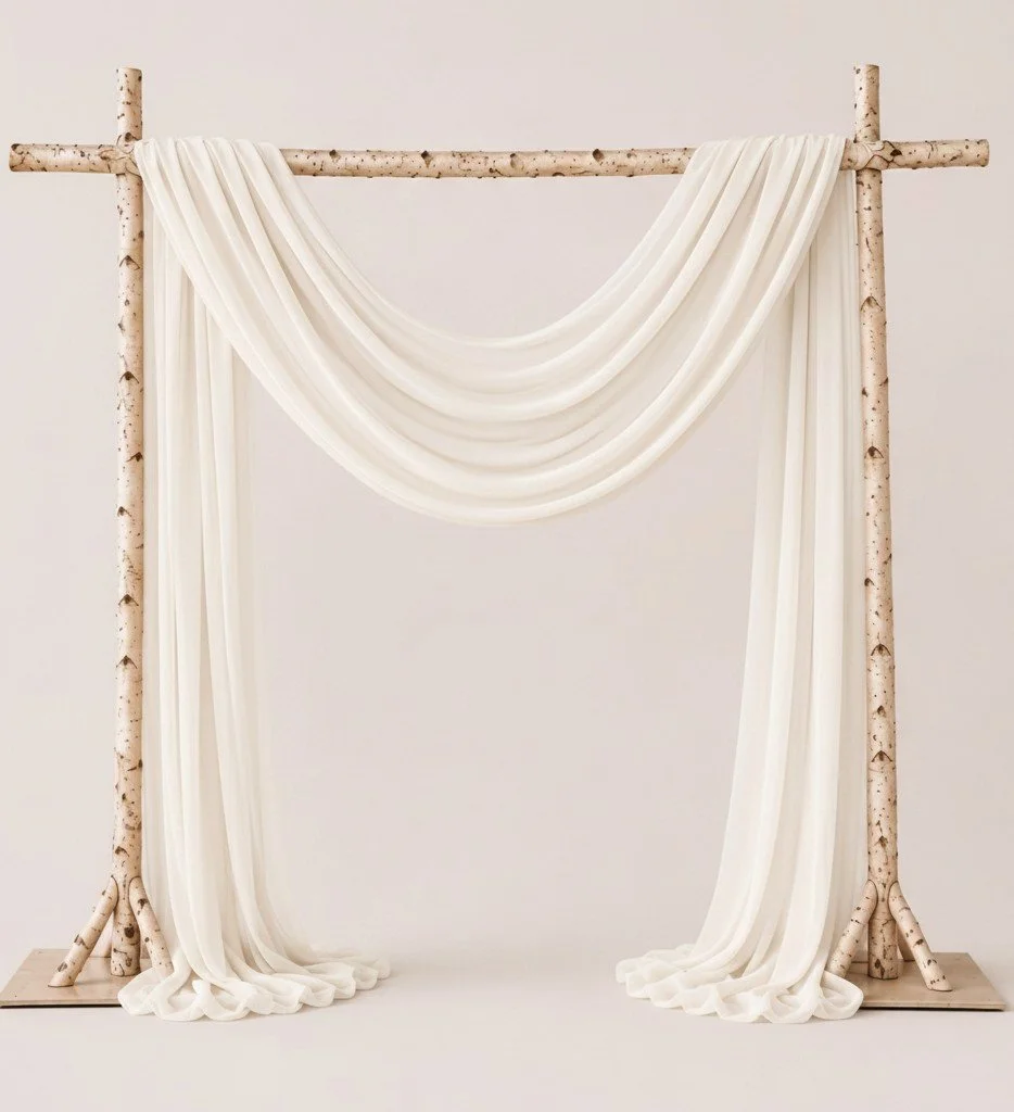 Natural Birchwood Square Arch (With Drapes)