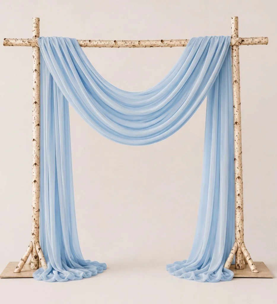 Natural Birchwood Square Arch (With Drapes)