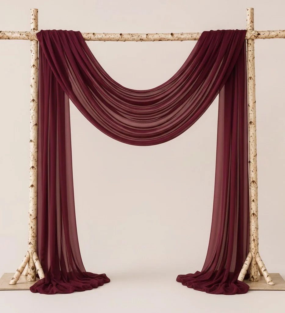 Natural Birchwood Square Arch (With Drapes)