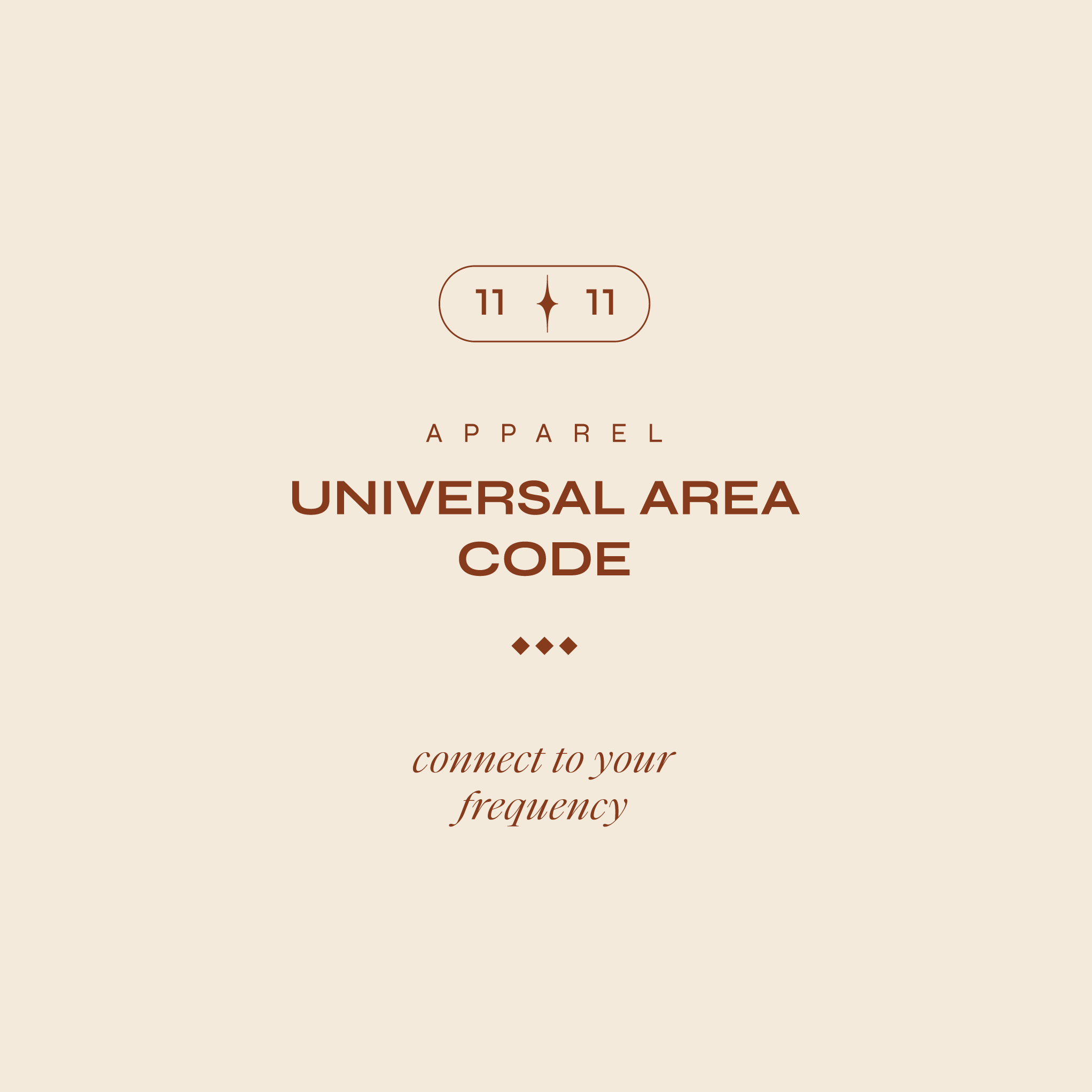 Text promoting universal apparel codes, stating 'connect to your frequency'.
