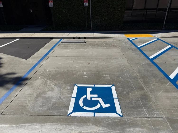 Detail of new curb ramp and detectable warning mat