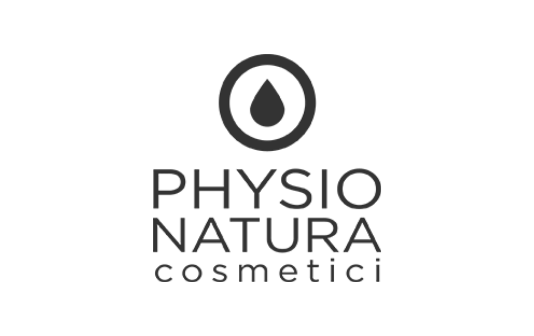 Logo for Physio Natura Cosmetici with a water droplet symbol above the text.