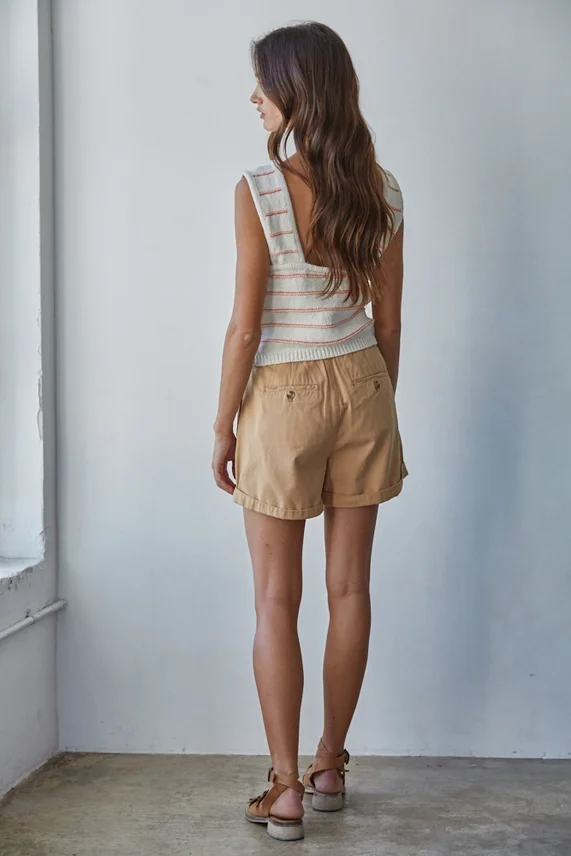 Camisole en maille rayée à dos ouvert